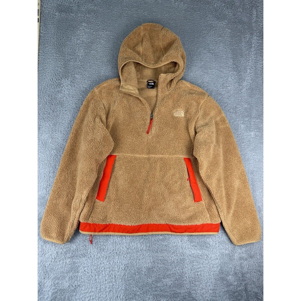 The North Face Campshire Fleece Hoodie Men L Brown Sherpa 1/2 Zip Pullover
